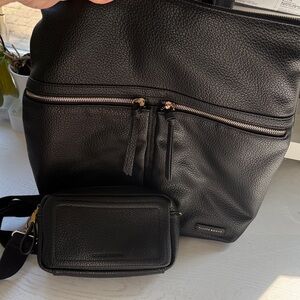 Oliver Bonas Black Leather backpack + crossbody bag Set